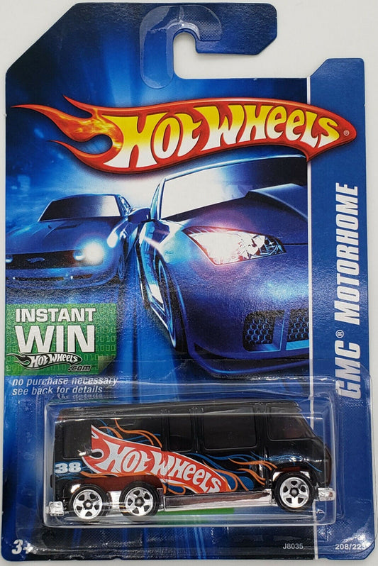 Hot Wheels 2006 - Collector # 208/223 - GMC Motorhome - Black / Red HW Logo - USA '07 Instant Win Card