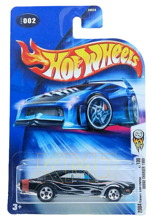 Hot Wheels 2004 - Collector # 002/212 - First Editions 2/100 - Dodge Charger 1969 - Black - USA New '04 Card