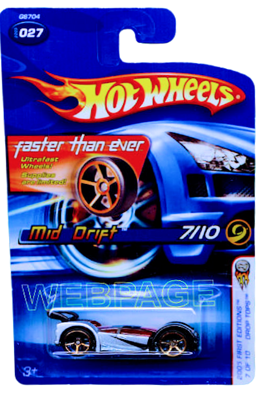 Hot Wheels 2005 - Collector # 027/183 - First Editions / Drop Tops 7/10 - Mid Drift - Silver - Faster Than Ever Wheels