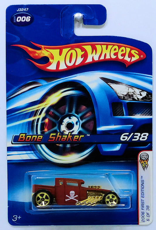 Hot Wheels 2006 - Collector # 006/223 - First Editions 6/38 - Bone Shaker - Matte Brown - Gold 5 Spokes