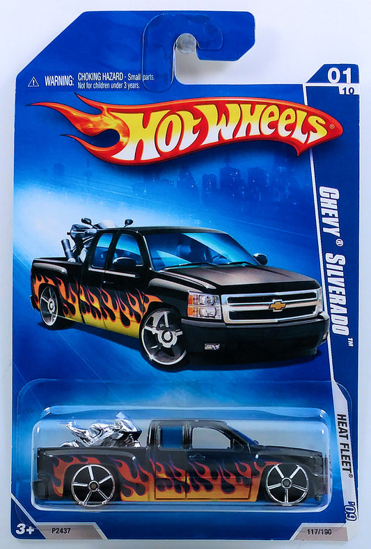 Hot Wheels 2009 - Collector # 117/190 - Heat Fleet 01/10 - Chevy Silverado - Black - USA