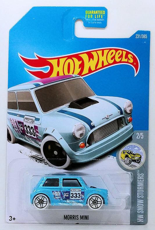 Hot Wheels 2017 - Collector # 231/365 - HW Snow Stromers 2/5 - Morris Mini - Light Blue - USA Card