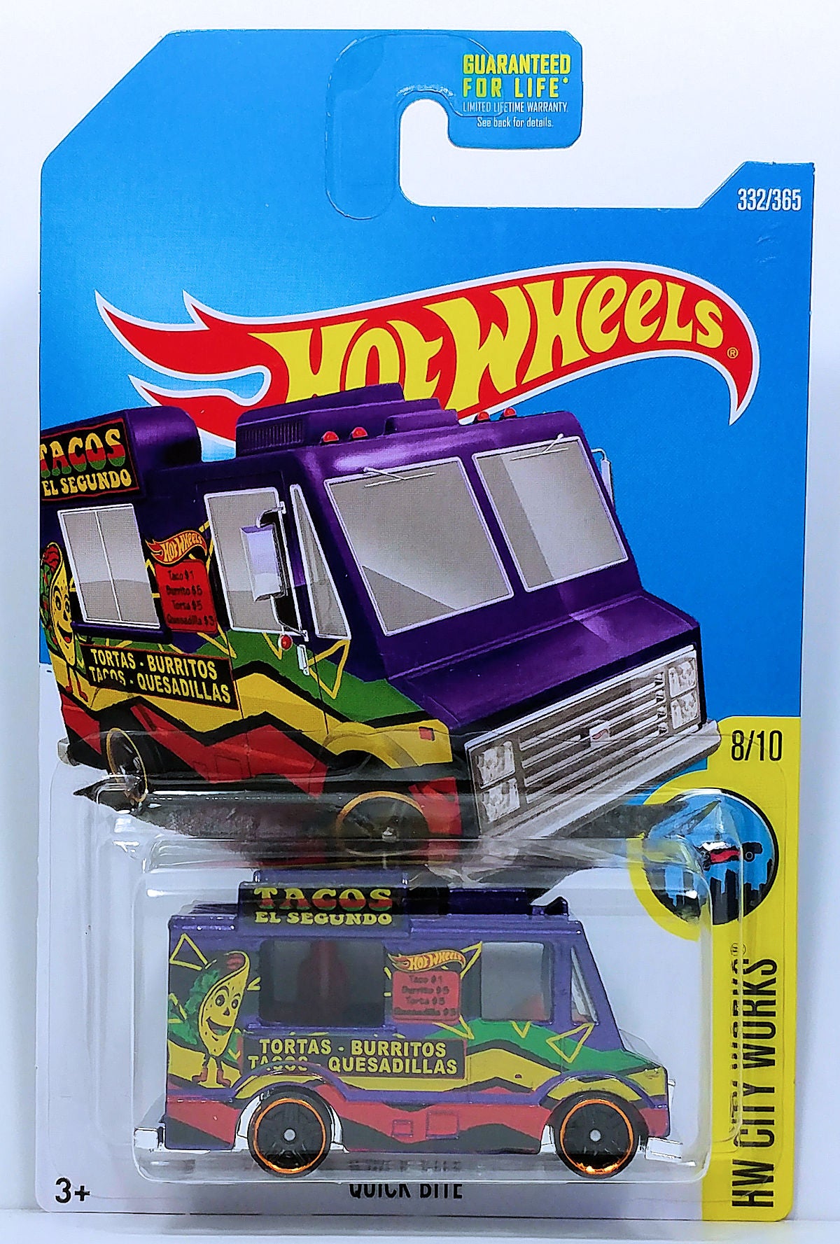 Hot Wheels 2017 - Collector # 332/365 - HW City Works 8/10 - Quick Bite (Ice Cream Truck) - Purple / Tacos