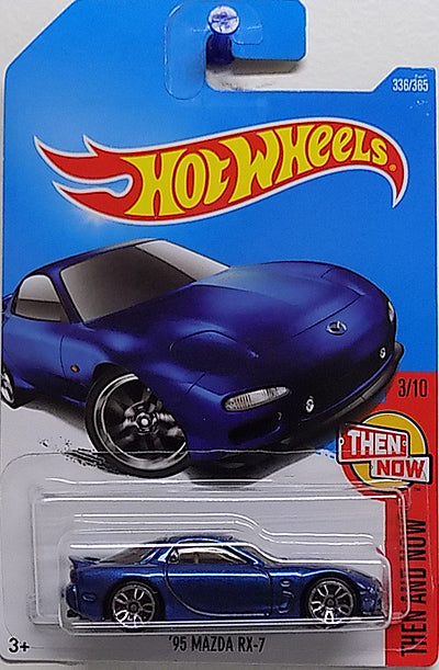 Hot Wheels 2017 - Collector # 336/365 - Then And Now 4/10 - Mazda RX-7 - Metallic Blue - International Long Card