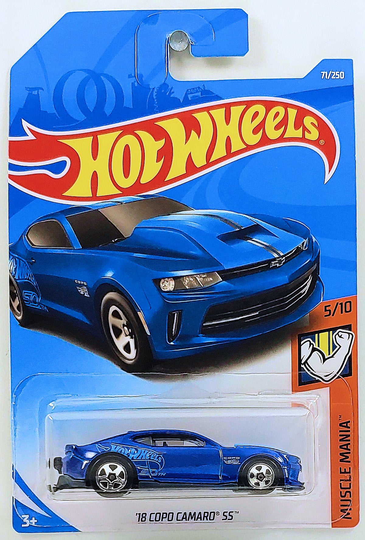 Hot Wheels 2019 - Collector # 071/250 - Muscle Mania 5/10 - '18 COPO Camaro SS - Blue - IC