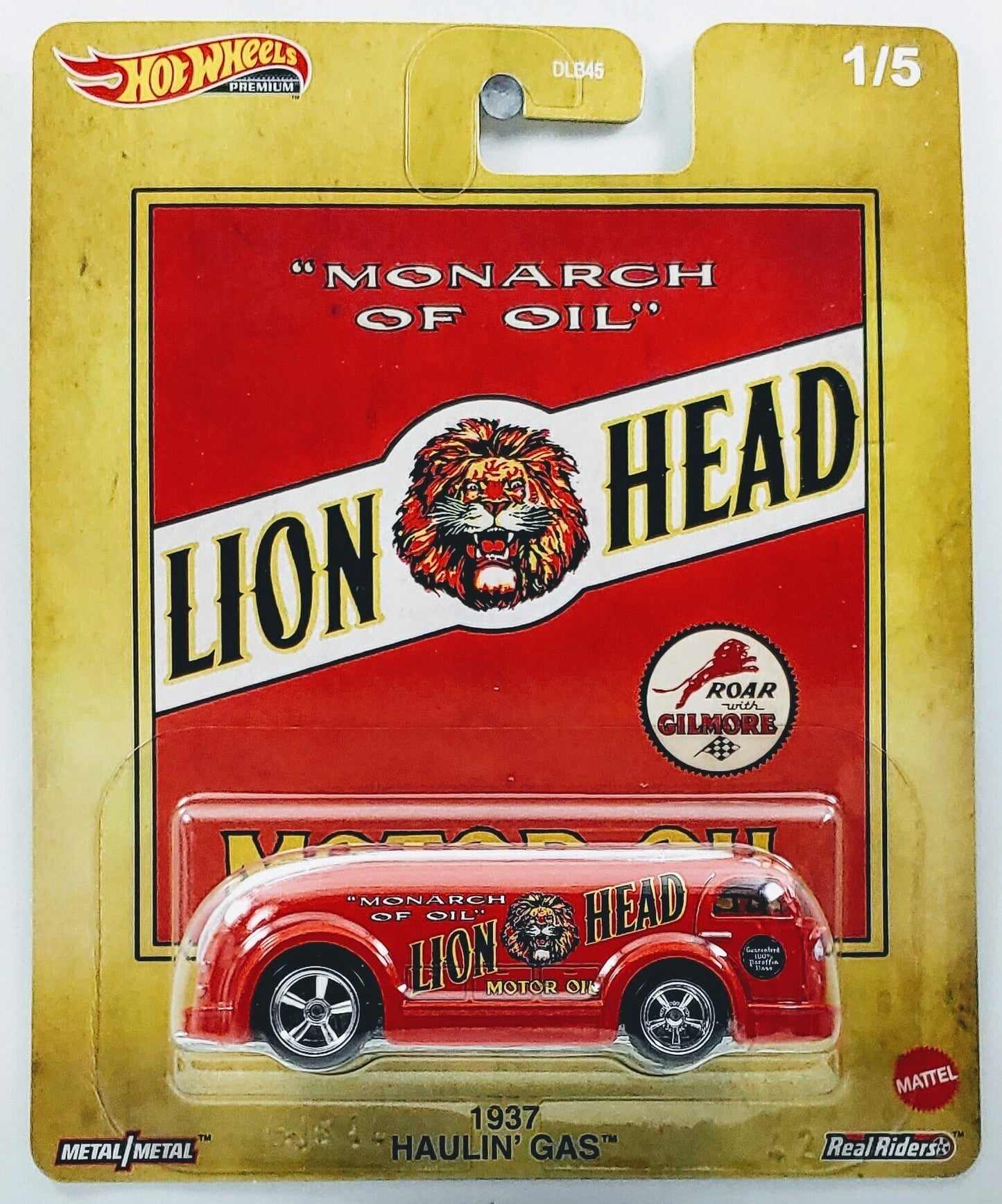 Hot Wheels 2020 - Premium / Vintage Oil # 1/5 - Haulin' Gas - Red / Lion Head Motor Oil - Metal/Metal & Real Riders