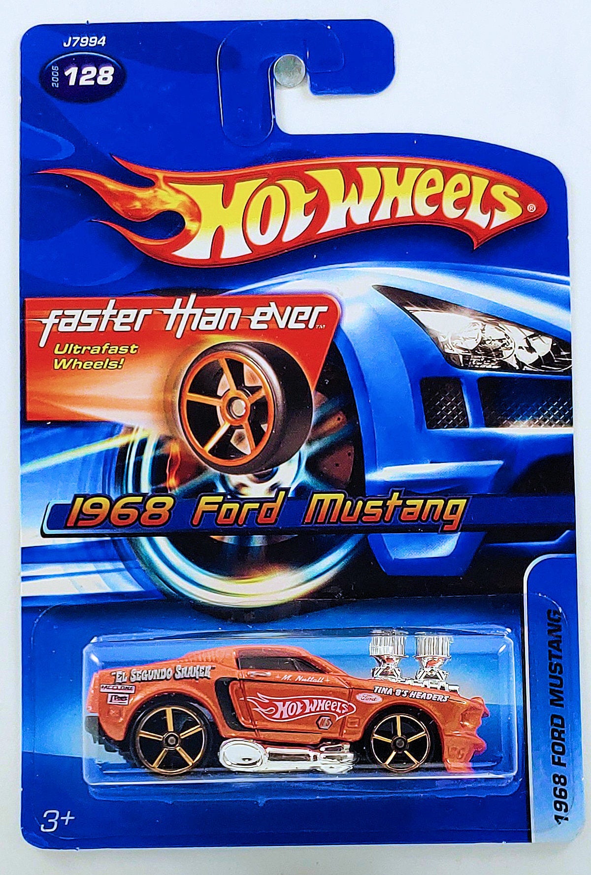 Hot Wheels 2006 - Collector # 128/223 - 1968 Ford Mustang (Tooned) - Orange - Faster Than Ever