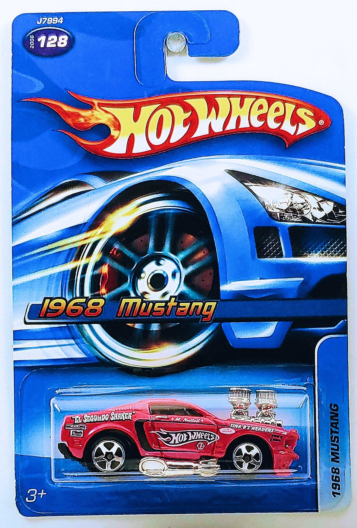 Hot Wheels 2006 - Collector # 128/223 - 1968 Mustang (Tooned) - Pearl Deep Pink with 'Tam's Cams' on Front Fender - USA