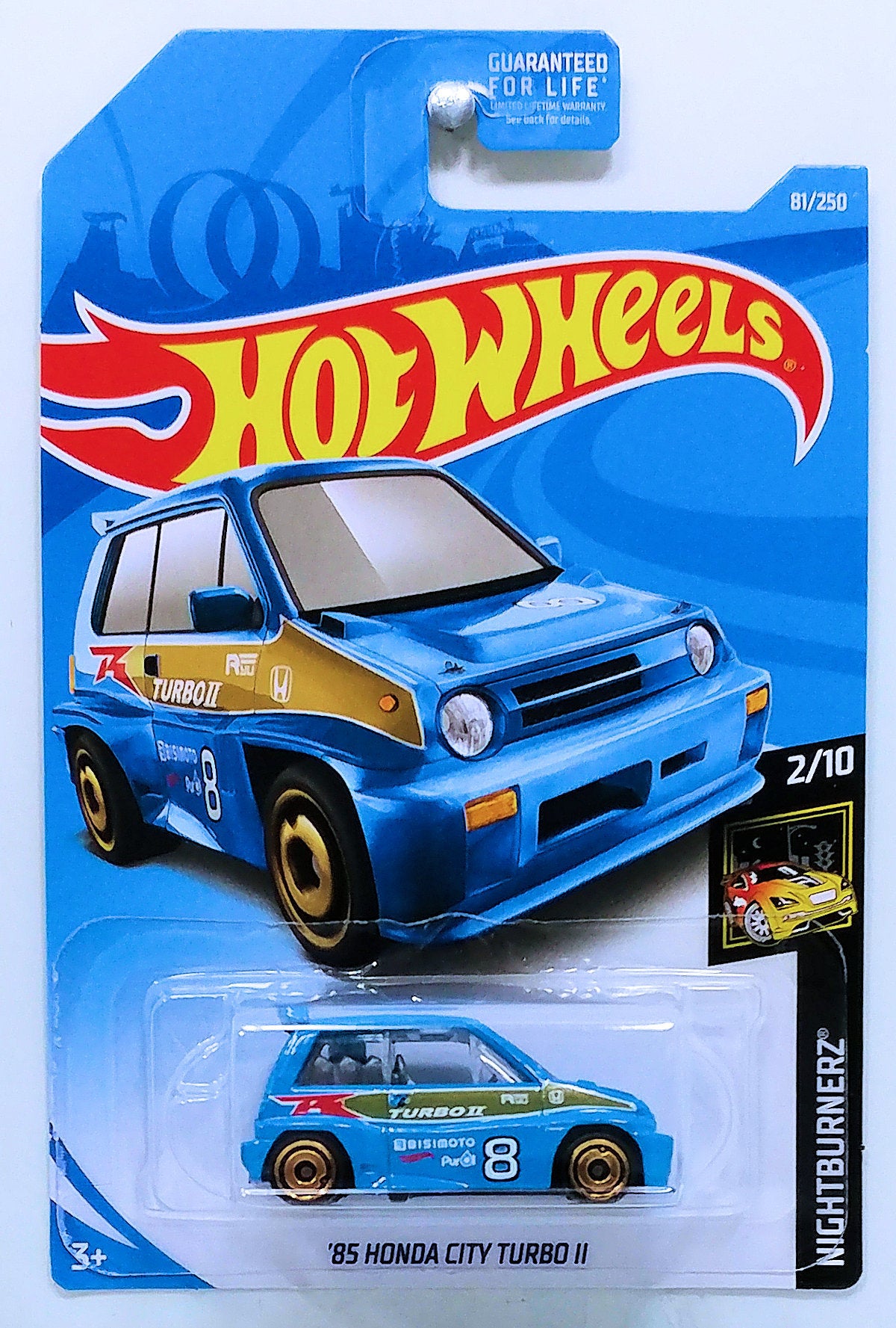 Hot Wheels 2019 - Collector # 081/250 - Nightburnerz 2/10 - '85 Honda City Turbo II - Blue - USA