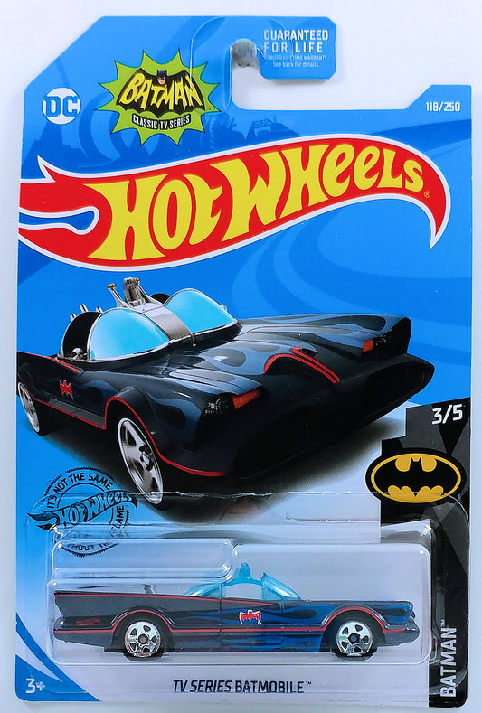 Hot Wheels 2019 - Collector # 118/250 - Batman 3/5 - TV Series Batmobile - Midnight Blue with Flames - USA