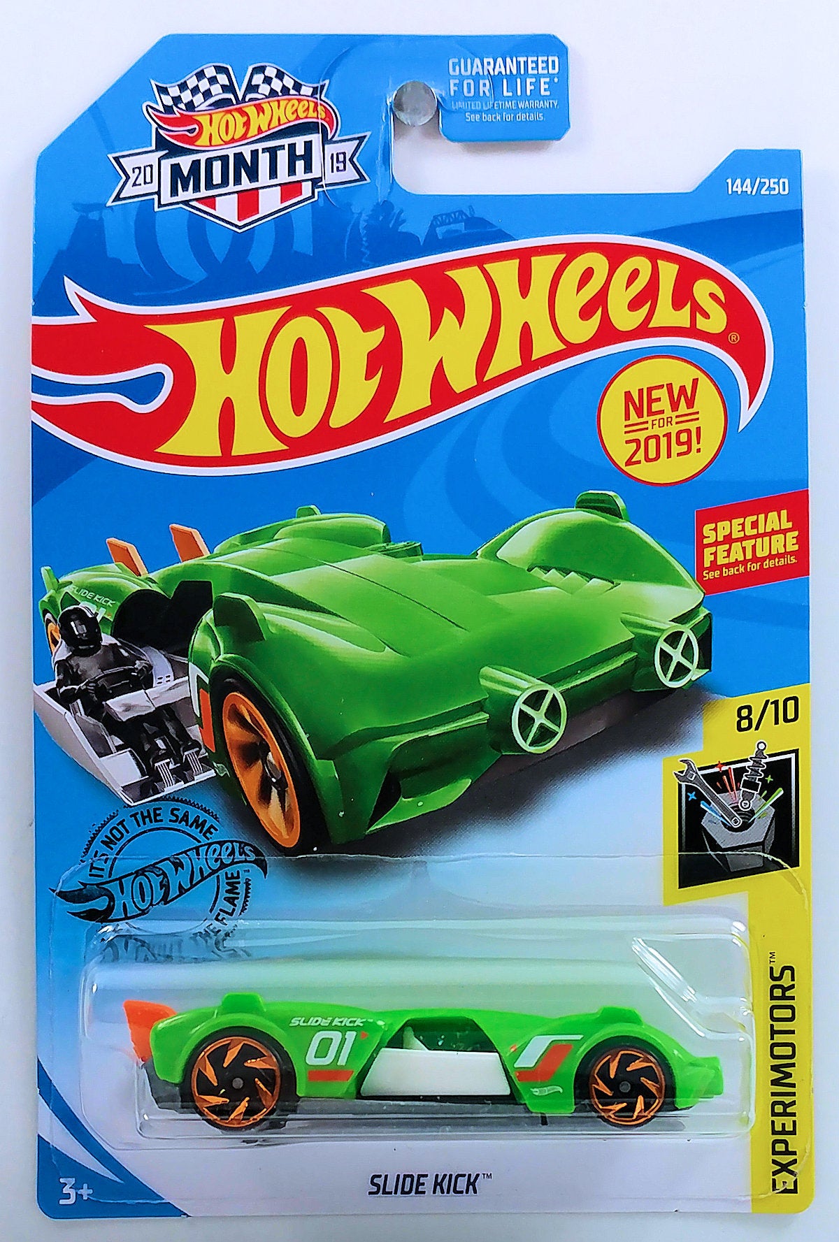 Hot Wheels 2019 - Collector # 144/250 - Experimotors 8/10 - New Models - Slide Kick - Green - USA 'Month'