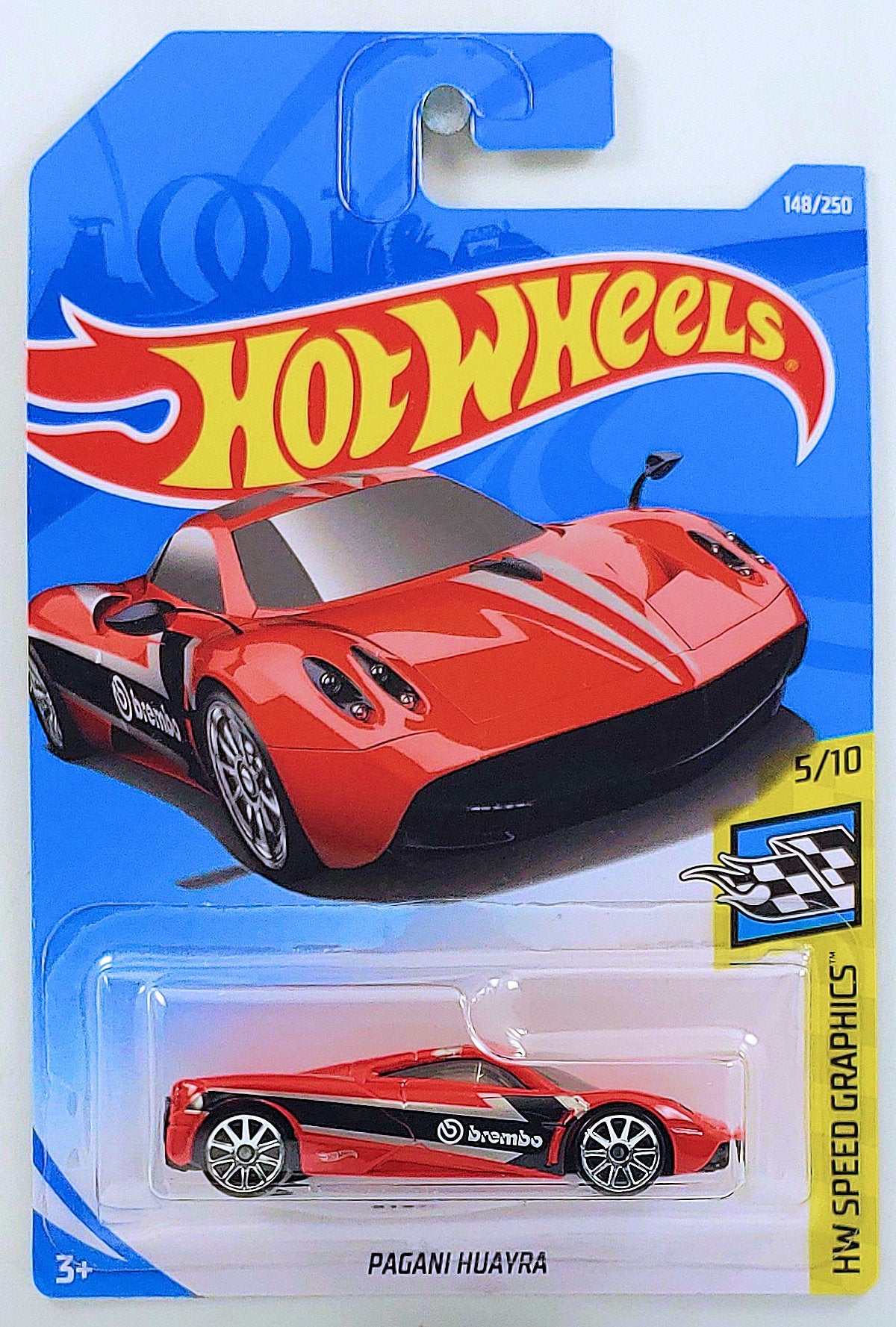 Hot Wheels 2019 - Collector # 148/250 - HW Speed Graphics 5/10 - Pagani Huayra - Red / Brembo - IC