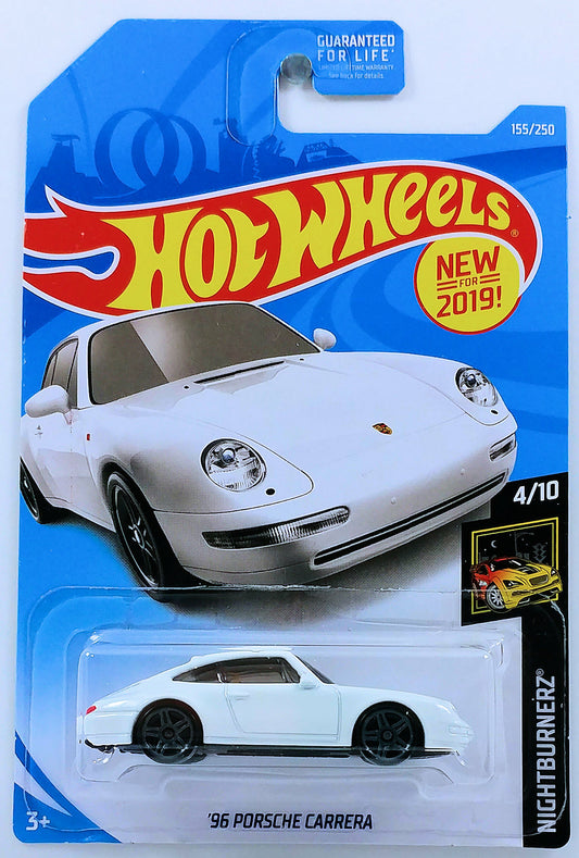 Hot Wheels 2019 - Collector # 155/250 - Nightburnerz 4/10 - New Models - '96 Porsche Carrera - White