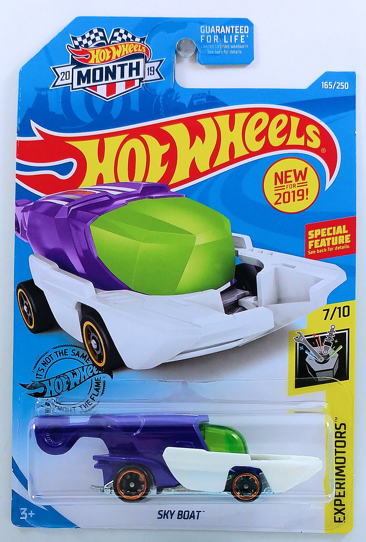 Hot Wheels 2019 - Collector # 165/250 - Experimotors 7/10 - New Models - Sky Boat - Purple & White - Month