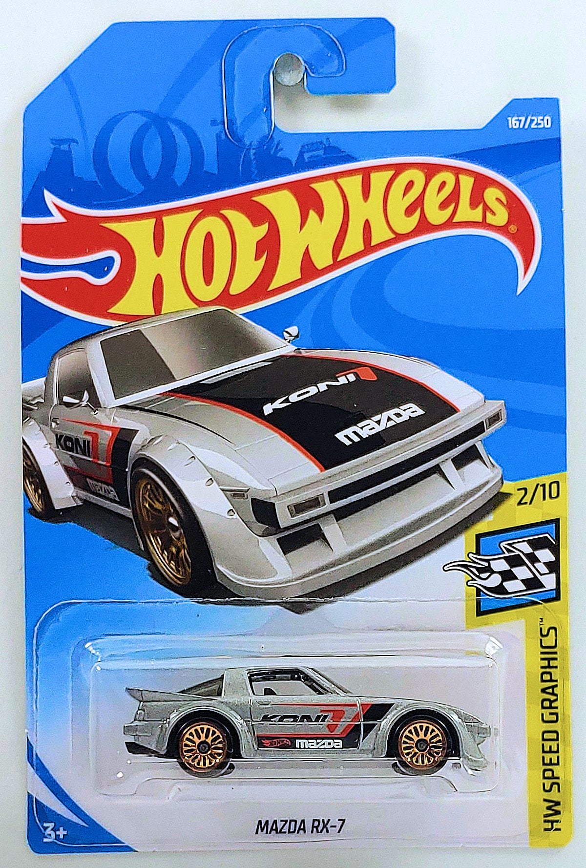 Hot Wheels 2019 - Collector # 167/250 - HW Speed Graphics 2/10 - Mazda RX-7 - Sliver - IC