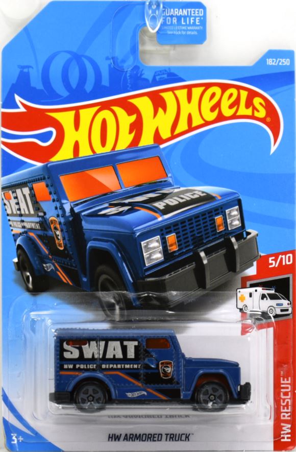 Hot Wheels 2019 - Collector # 182/250 - HW Rescue 5/10 - Treasure Hunts - HW Armored Truck - Blue
