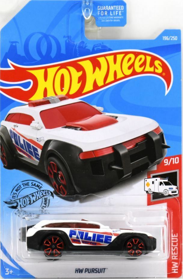 Hot Wheels 2019 - Collector # 196/250 - HW Rescue 9/10 - HW Pursuit - White / Police