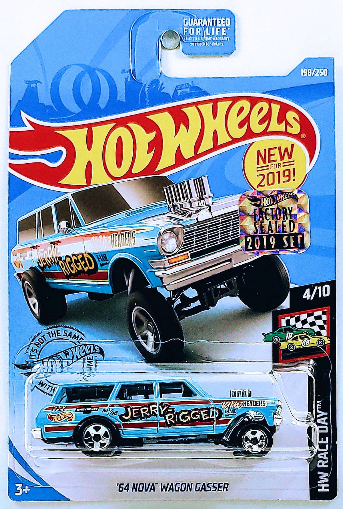 Hot Wheels 2019 - Collector # 198/250 - '64 Nova Wagon Gasser - USA Factory Sticker