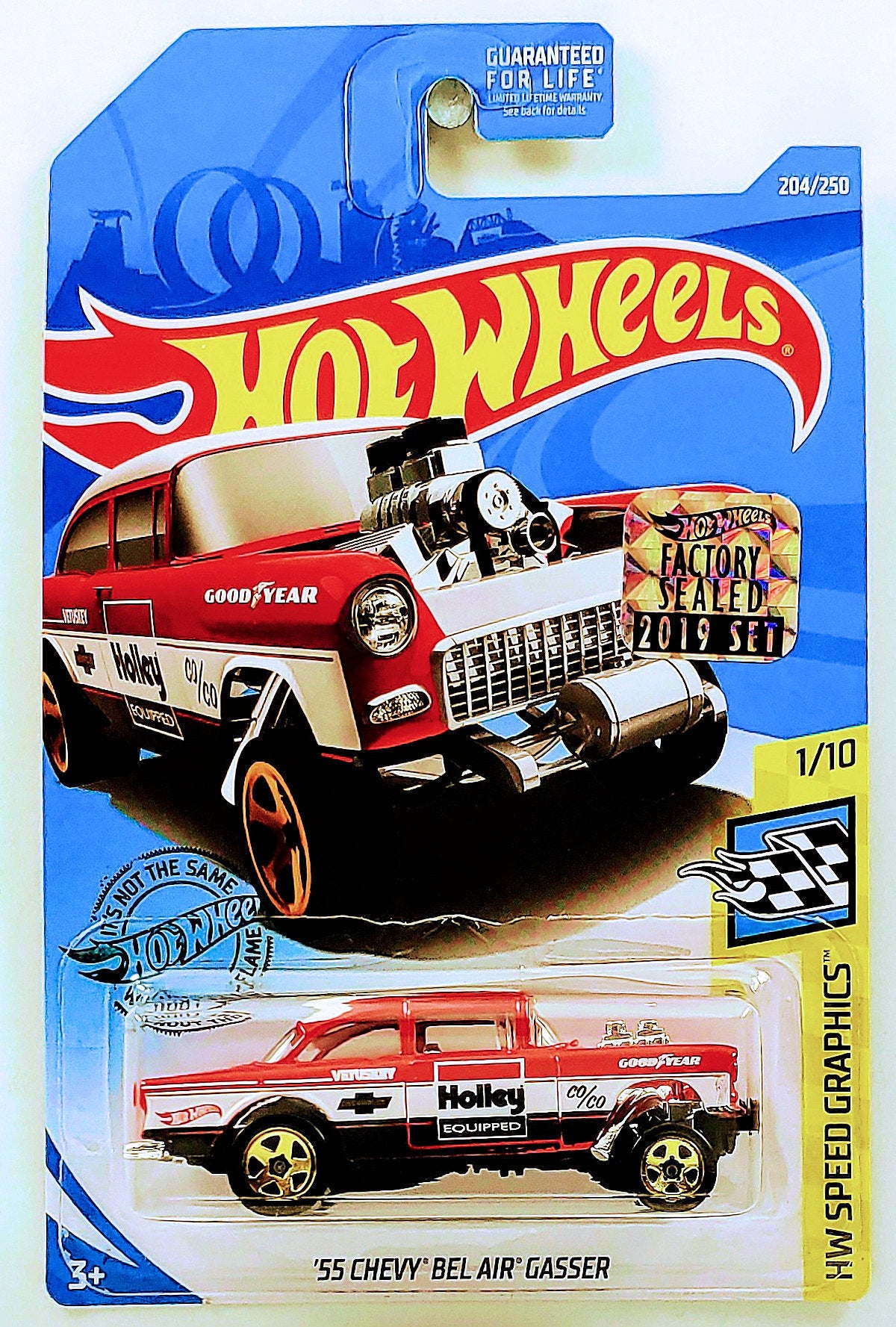 Hot Wheels 2019 - Collector # 204/250 - '55 Chevy Bel Air Gasser - USA Factory Sticker
