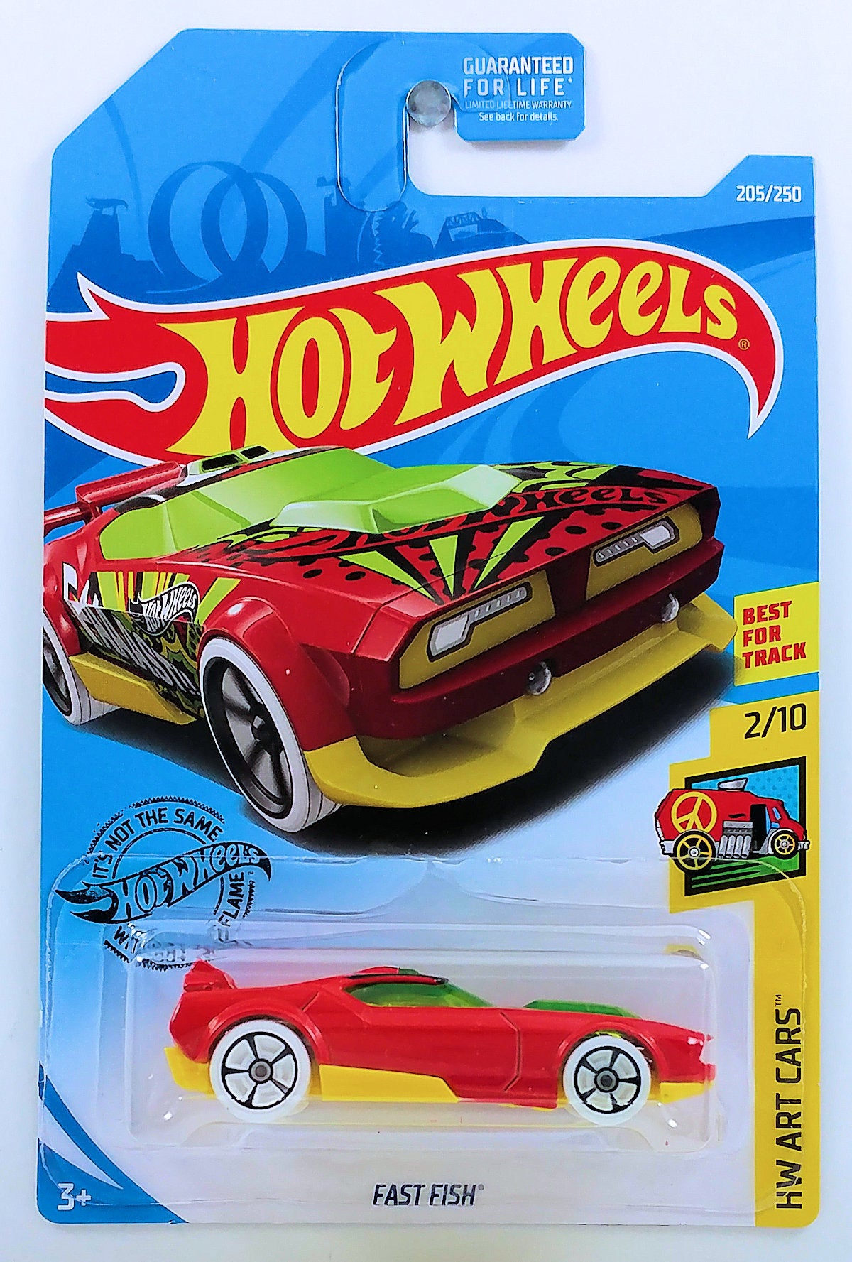 Hot Wheels 2019 - Collector # 205/250 - HW Art Cars 2/10 - Fast Fish - Red - USA Card - ERROR No Side Tampo