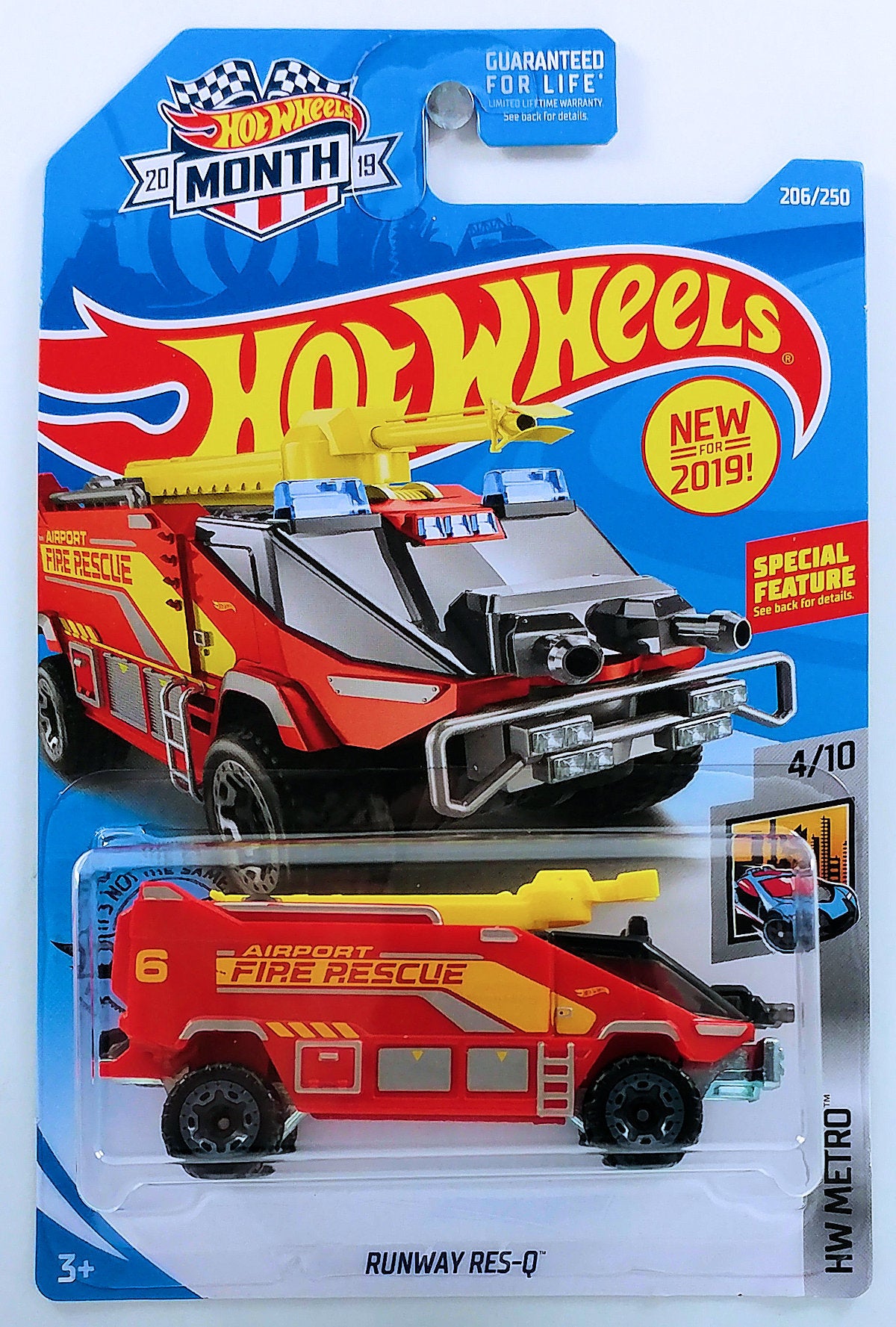 Hot Wheels 2019 - Collector # 206/250 - Runway Res-Q - USA 'Month' Card