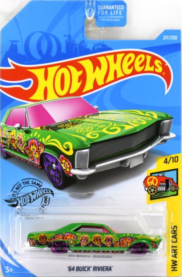 Hot Wheels 2019 - Collector # 217/250 - HW Art Cars 4/10 - '64 Buick Riviera - Green - USA