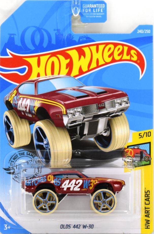 Hot Wheels 2019 - Collector # 240/250 - HW Art Cars 5/10 - Olds 442 W-30 (4X4 version) - Maroon - USA