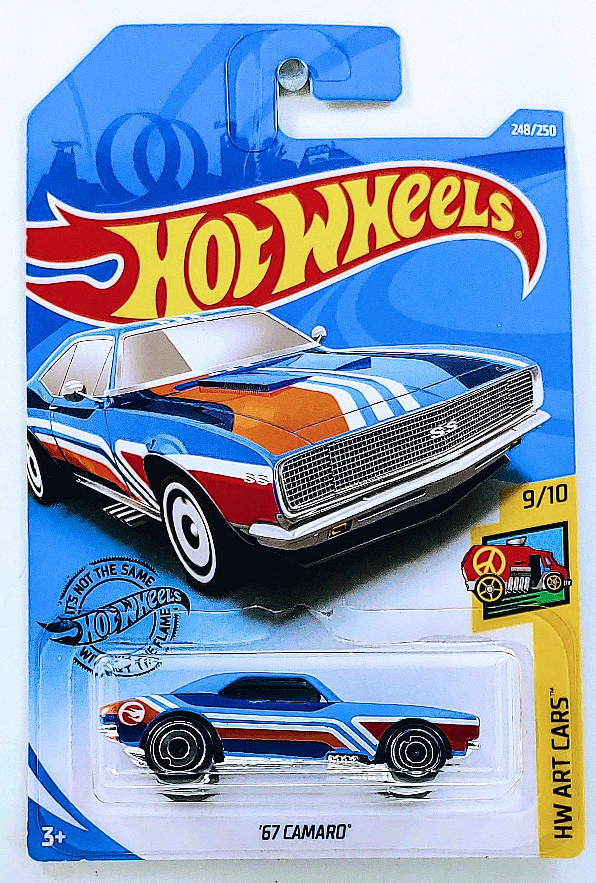 Hot Wheels 2019 - Collector # 248/250 - HW Art Cars 9/10 - Treasure Hunts - '67 Camaro - Blue - IC