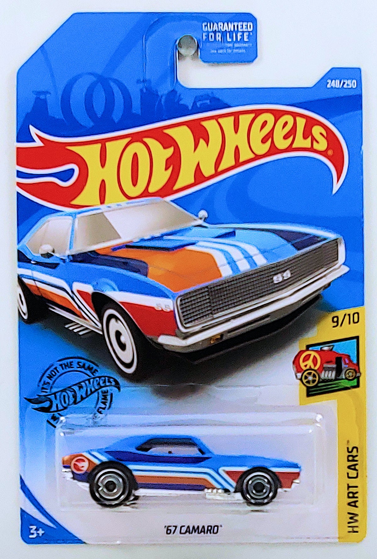 Hot Wheels 2019 - Collector # 248/250 - HW Art Cars 9/10 - Treasure Hunts - '67 Camaro - Blue - USA