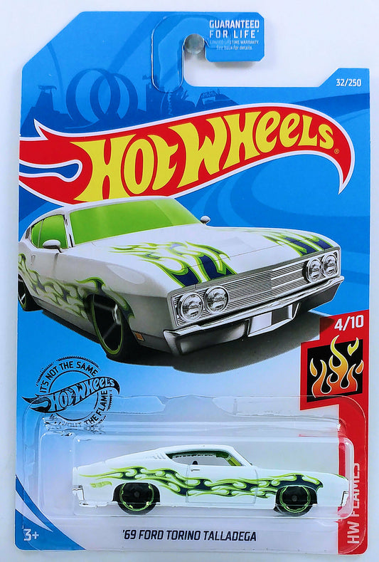 Hot Wheels 2019 - Collector # 032/250 - HW Flames 4/10 - '69 Ford Torino Talladega - White
