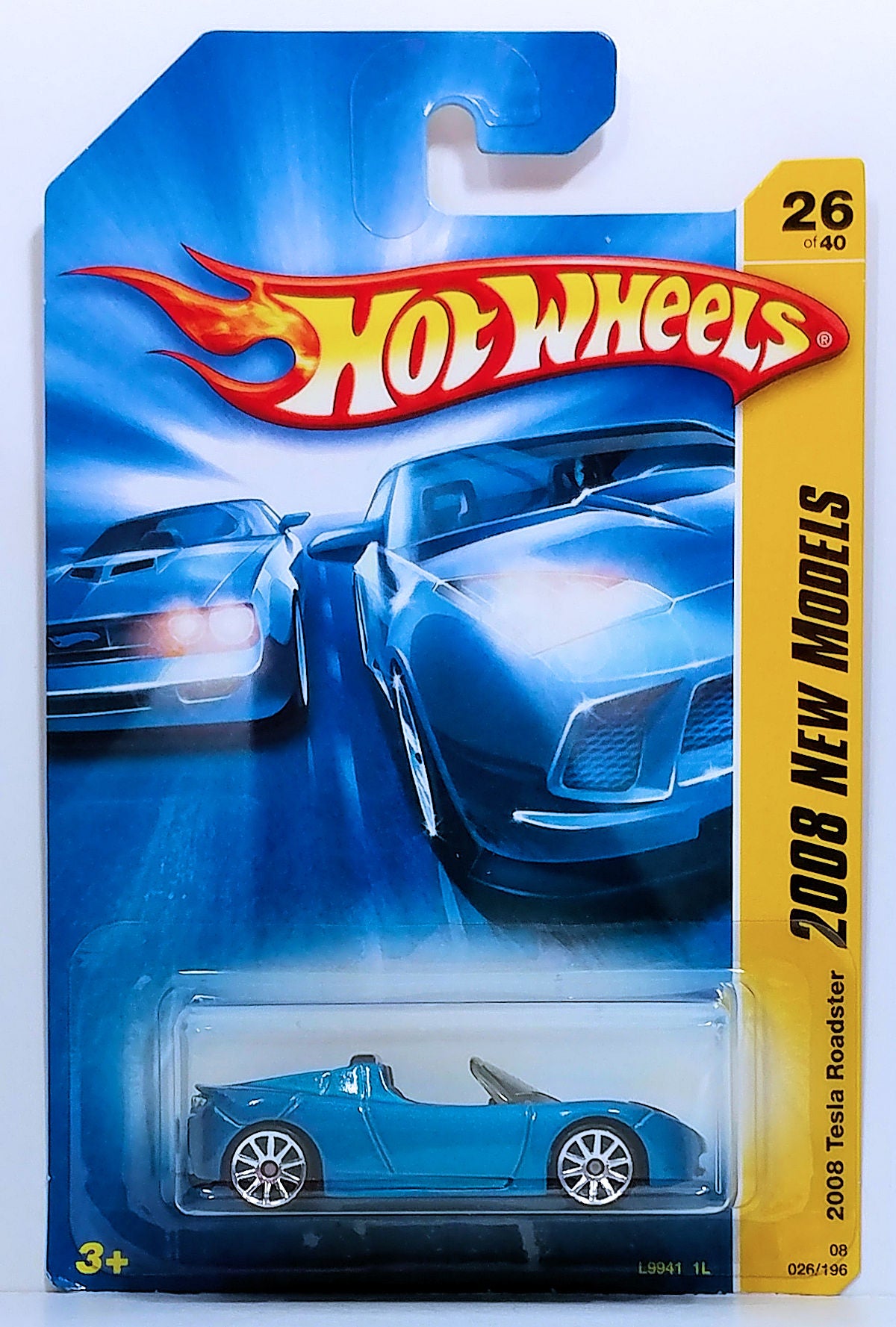 Hot Wheels 2008 - Collector # 026/196 - New Models 26/40 - 2008 Tesla Roadster - Blue - 10 Spokes - USA