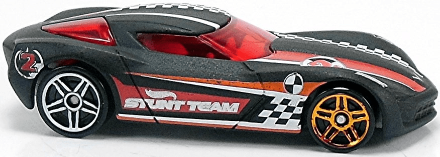 Hot Wheels 2012 - Collector # 196/247 - Thrill Racers / City Stunt 1/5 - 2009 Corvette Stingray Concept - Matte Black - USA