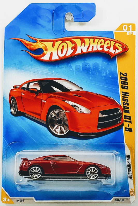 Hot Wheels 2009 - Collector # 001/166 - HW Premiere 1/42 - 2009 Nissan GT-R - Red - IC