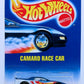 Hot Wheels 1995 - Collector # 242 - Camaro Race Car - Metallic Blue - 5 Spokes - Short Exhaust - NO Name on Roof - NO Country on Base
