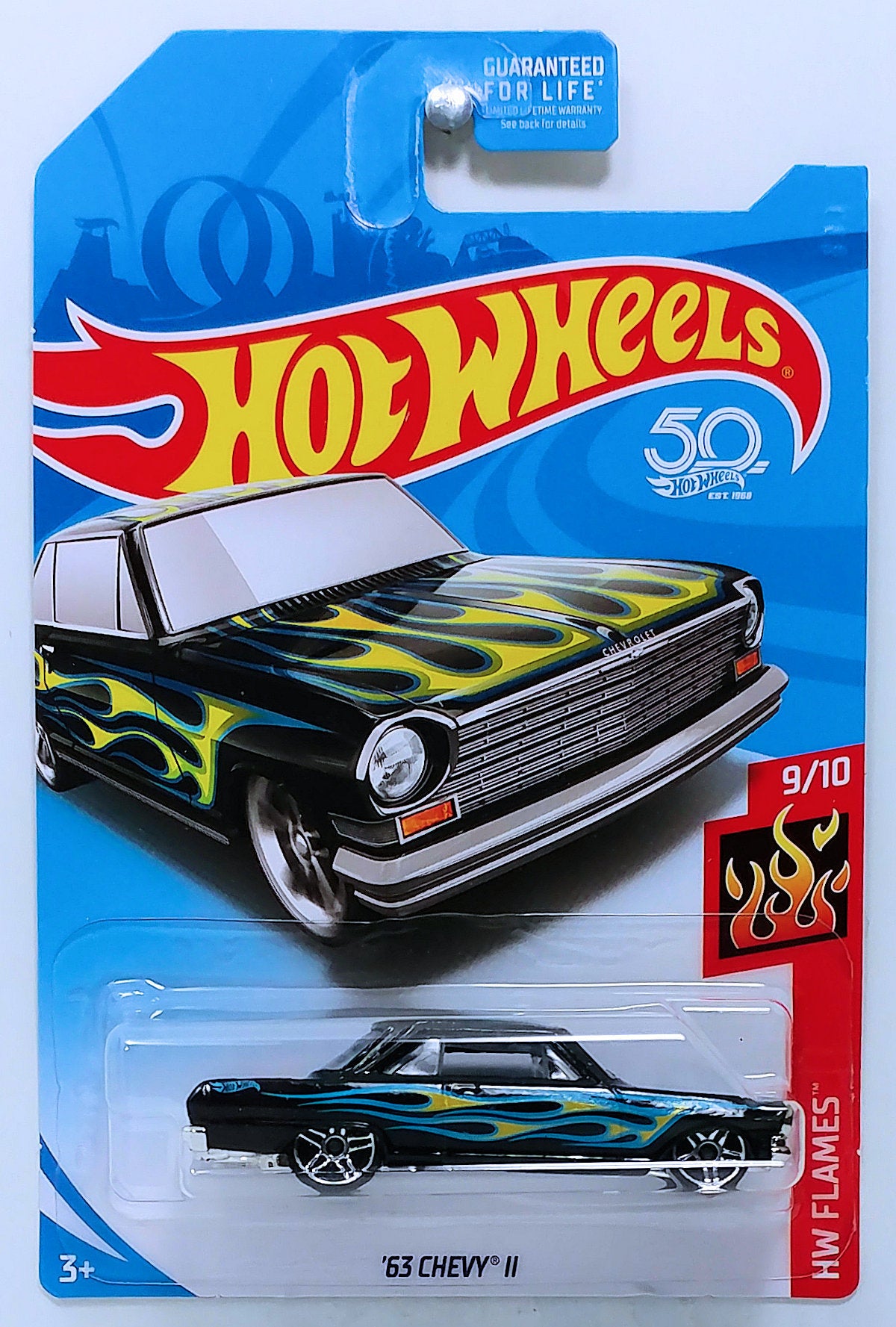 Hot Wheels 2018 - Toys R Us / Kroger Exclusive - HW Flames 9/10 - '63 Chevy II - Black