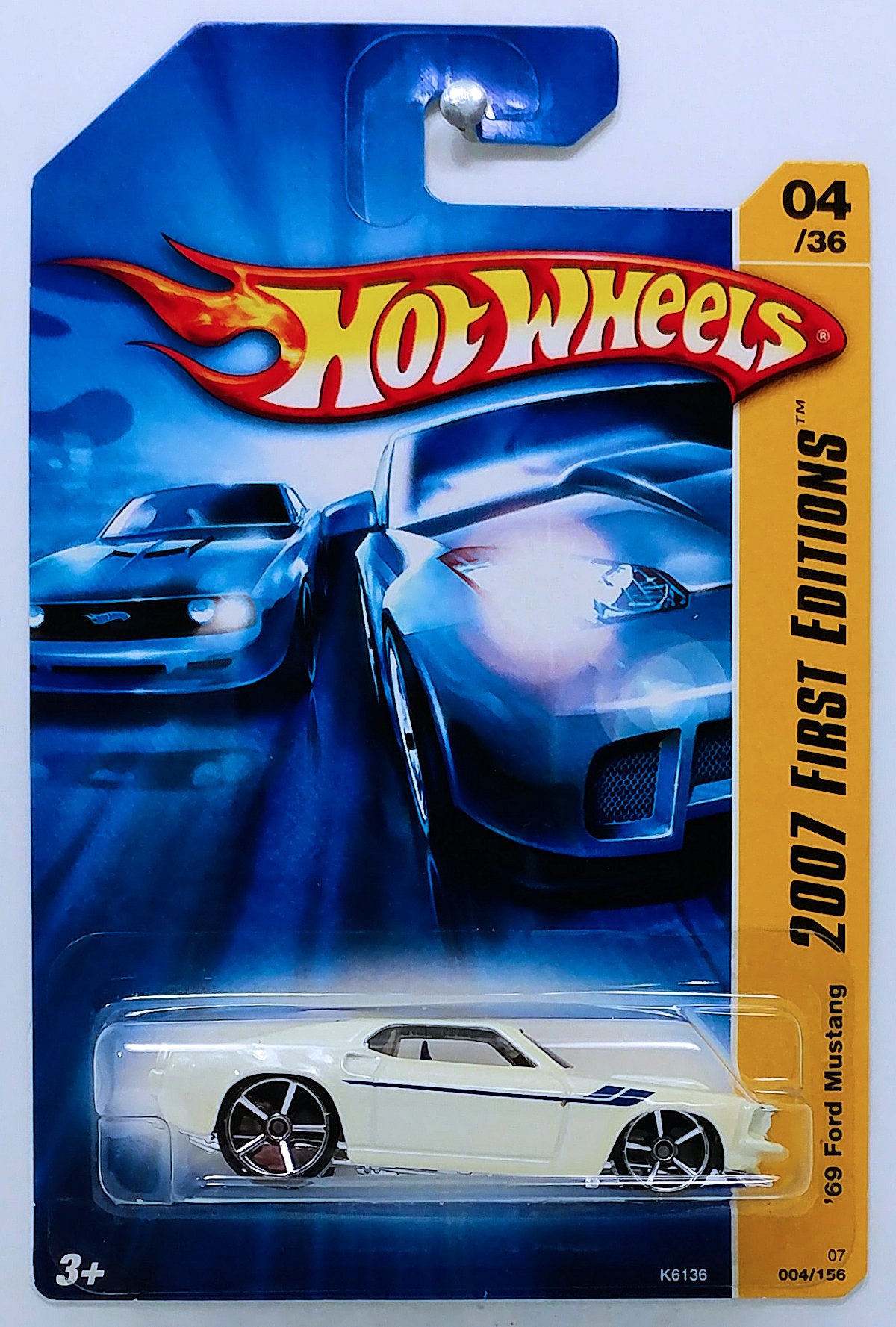 Hot Wheels 2007 - Collector # 004/156 - First Editions 4/36 - '69 Ford Mustang - White - OH5SP - IC