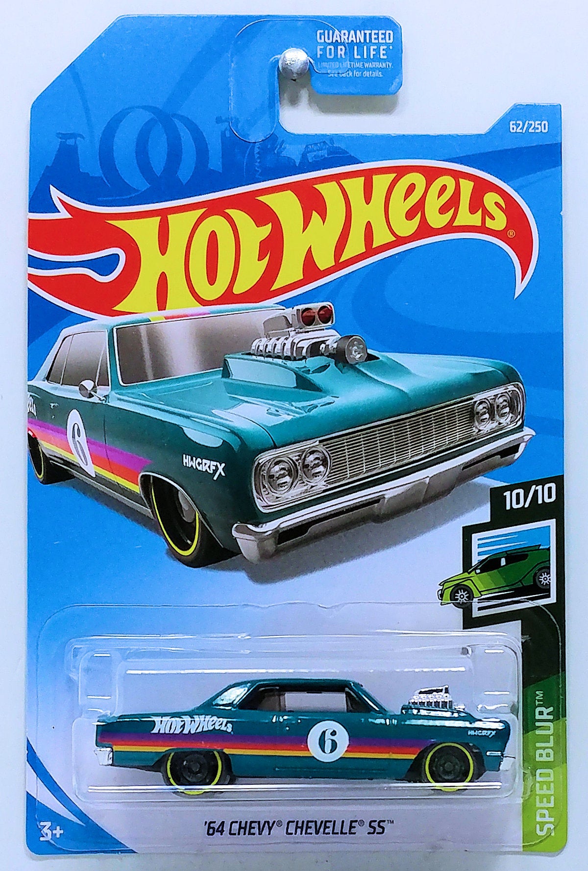 Hot Wheels 2019 - Collector # 062/250 - Speed Blur 10/10 - '64 Chevy Chevelle SS - Teal