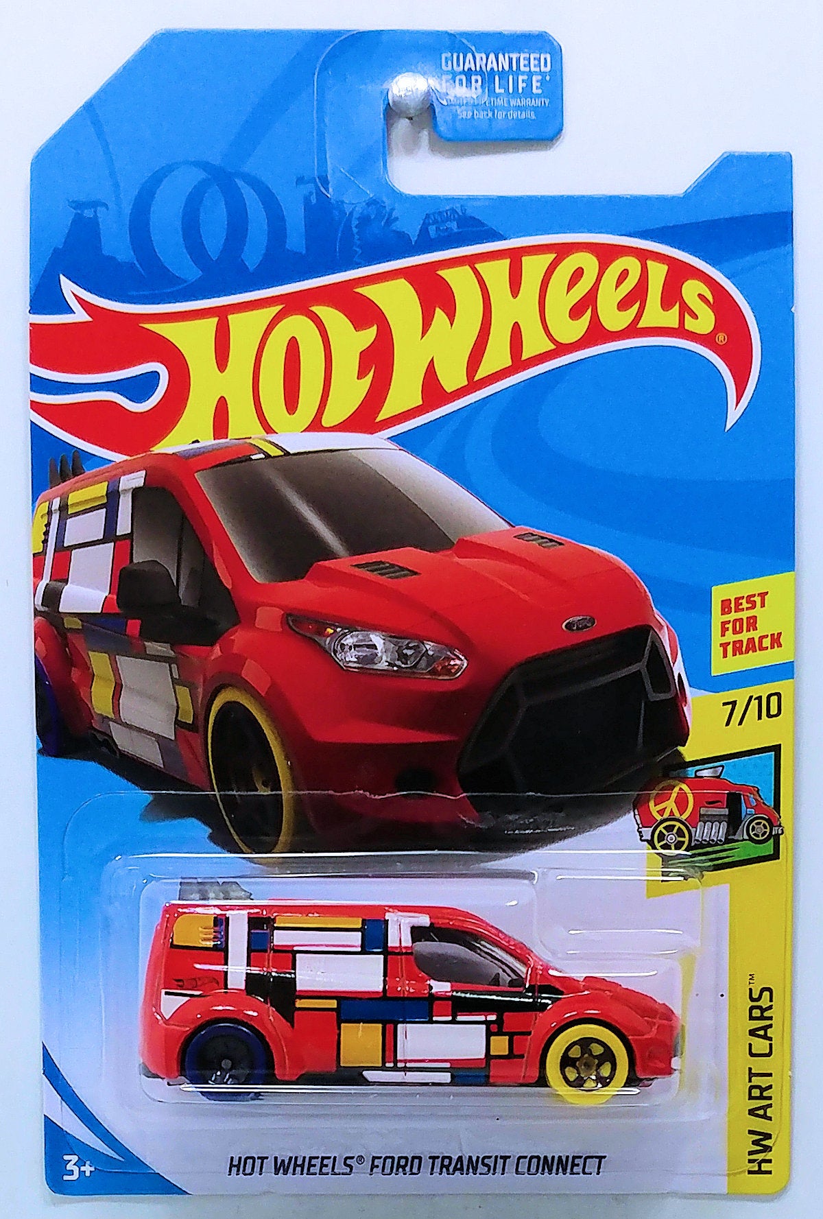 Hot Wheels 2018 - KMart Exclusive -  HW Art Cars 7/10 - Hot Wheels Ford Transit Connect - Red - USA Card