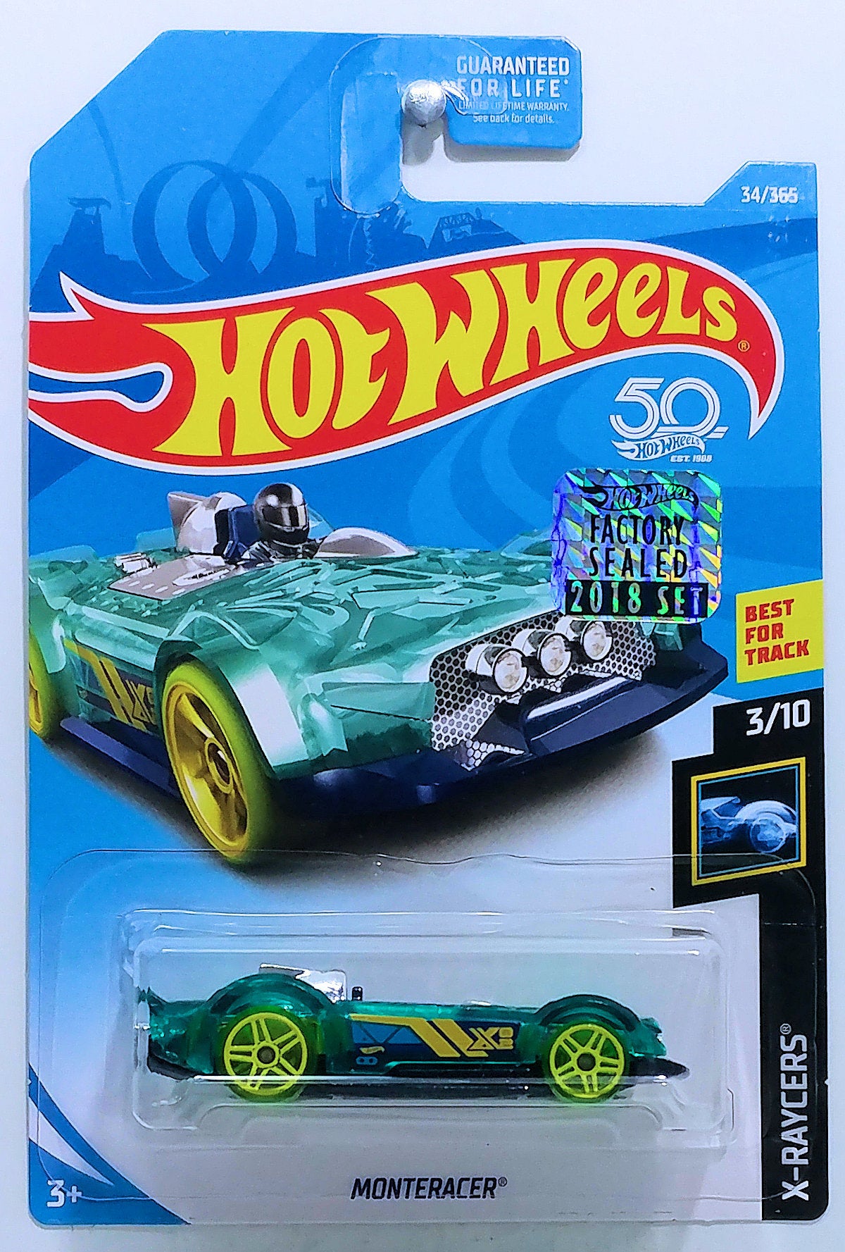 Hot Wheels 2018 - Collector # Collector # 034/365 - X-Raycers 3/10 - Monteracer - Transparent Sea Green - 50th FSC
