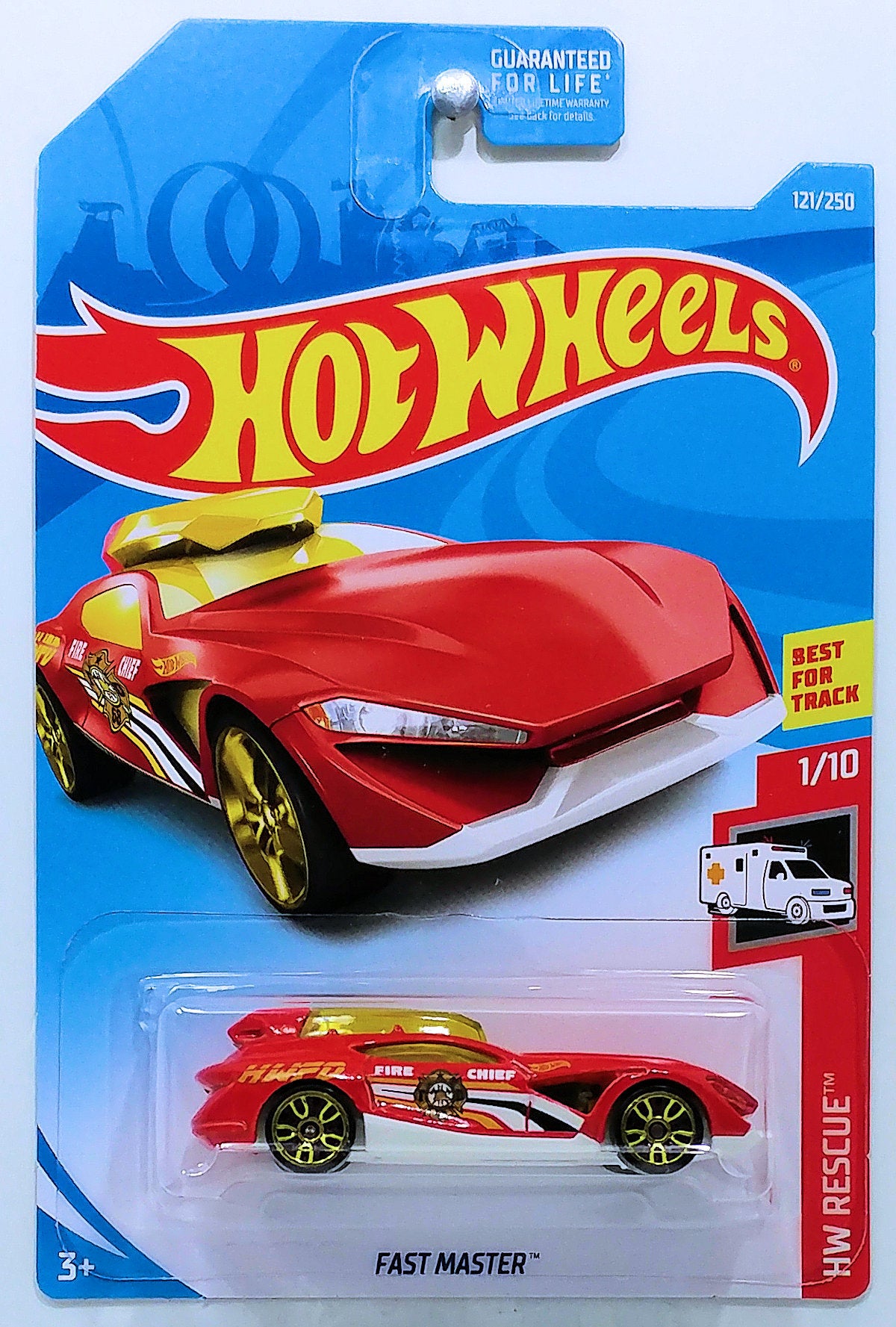 Hot Wheels 2019 - Collector # 121/250 - HW Rescue 1/10 - Fast Master - Red