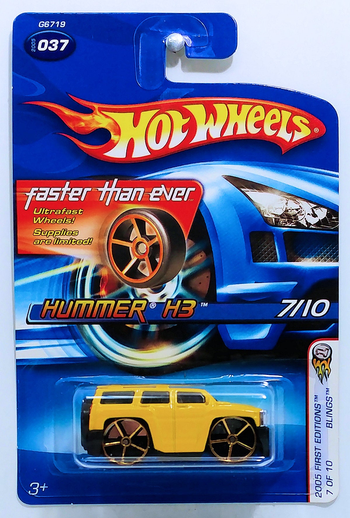 Hot Wheels 2005 - Collector # 037/183 - First Editions 7/10 - Hummer H3 - Yellow - Faster Than Ever