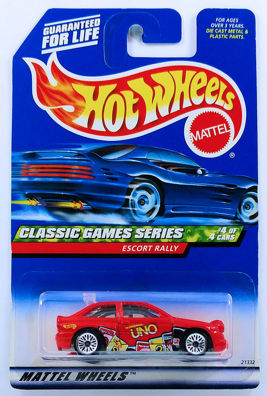 Hot Wheels 1999 - Collector # 984 - Classic Game Series 4/4 - Ford Escort - Red / Uno - USA