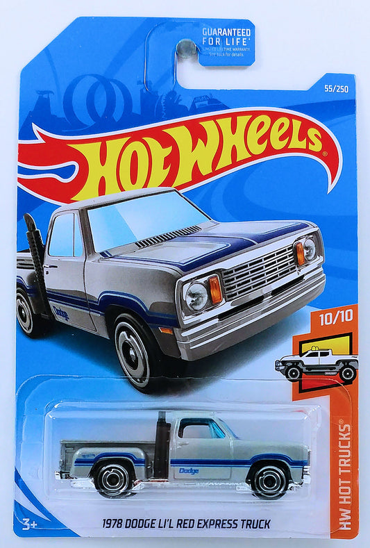 Hot Wheels 2019 - Collector # 055/250 - HW Hot Trucks 10/10 - 1978 Dodge Li'l Red Express Truck - Gray   - USA Card