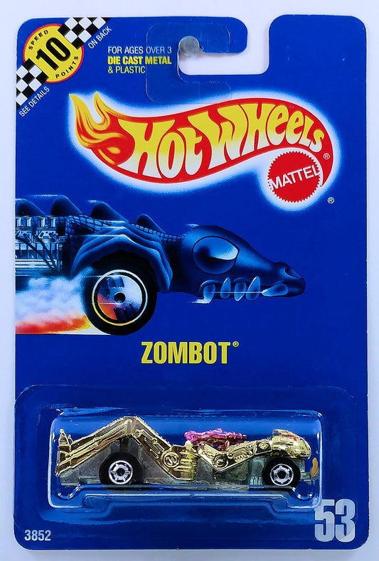 Hot Wheels 1990 - Collector # 53 - Zombot - Gold Chrome - Pink Gun - Hot Ones Wheels