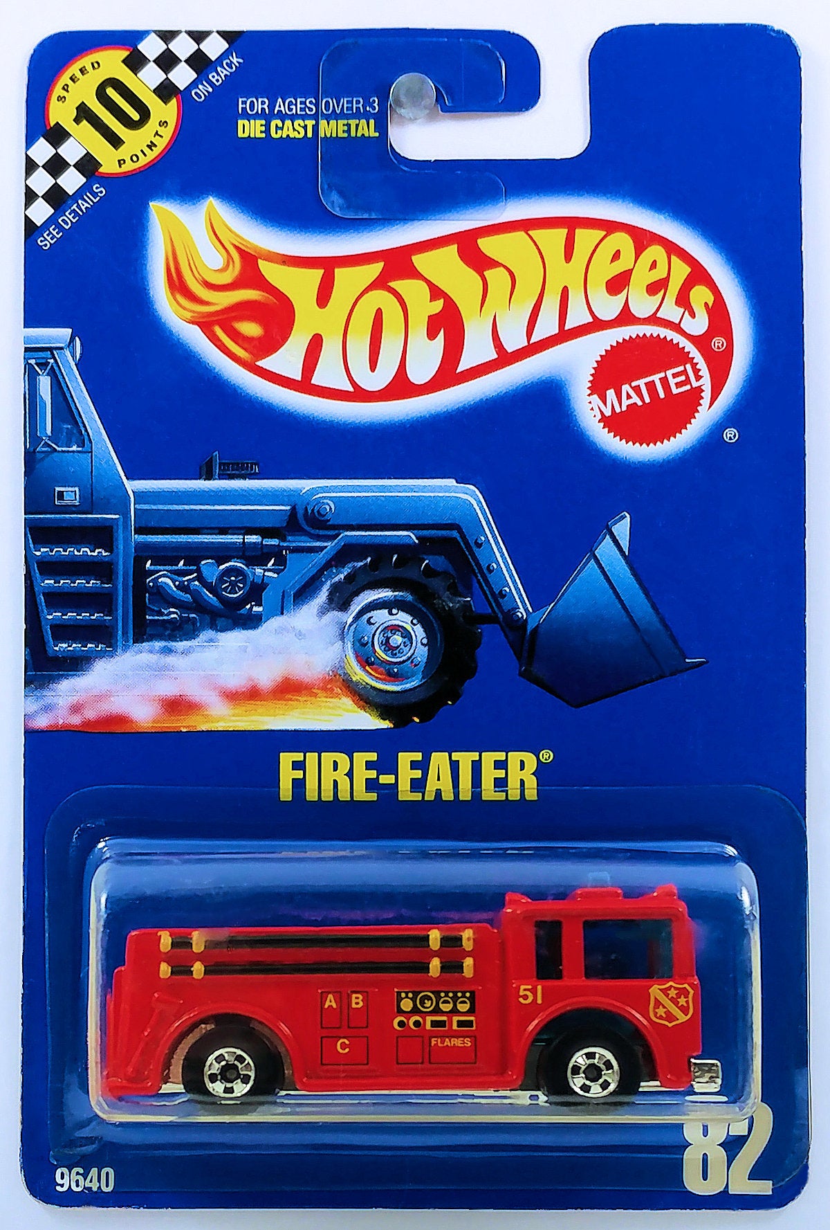 Hot Wheels 1991 - Collector # 082 - Fire-Eater (Fire Engine) - Red - Basic Wheels - SP