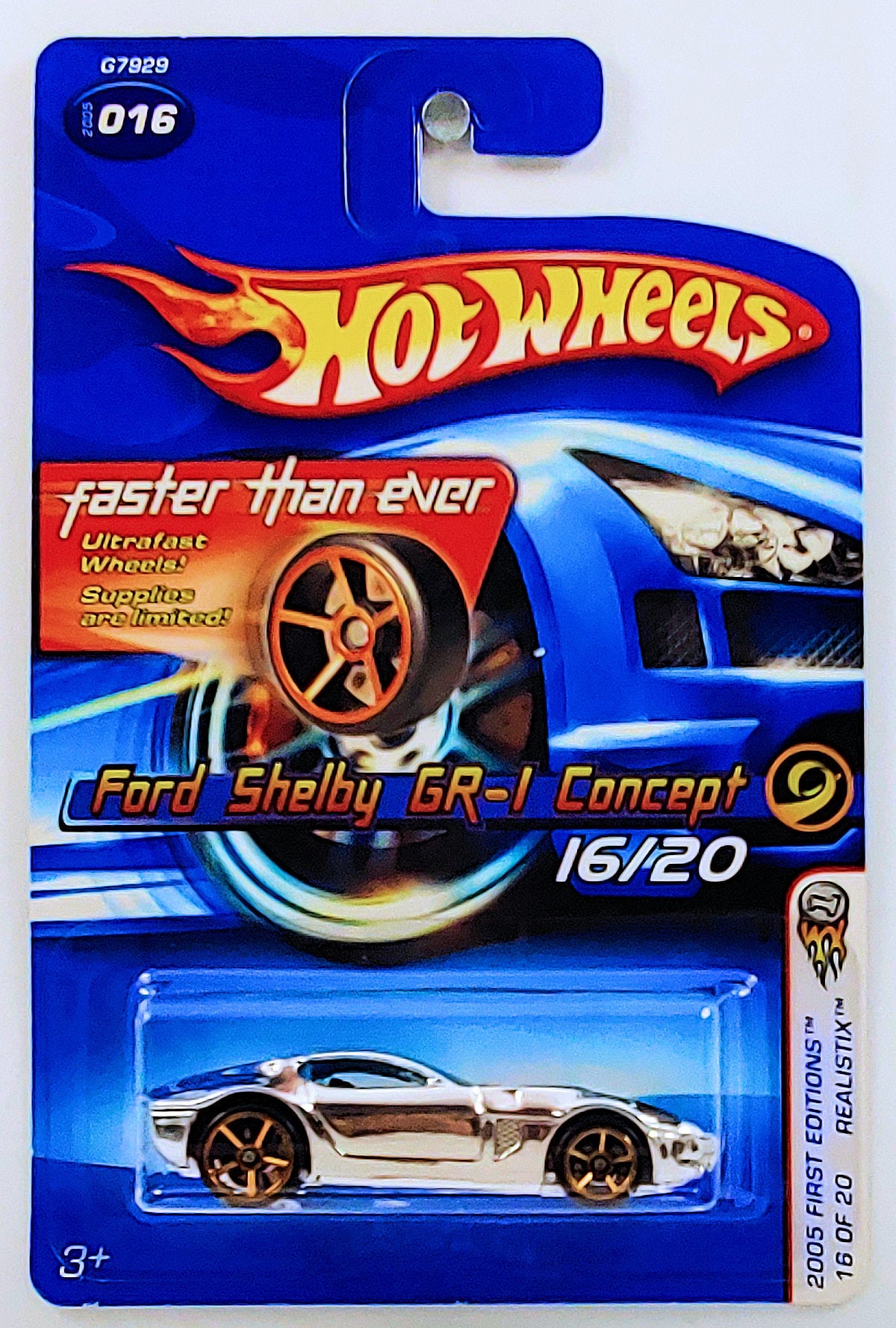 Hot Wheels 2005 - Collector # 016/183 - First Editions/Realistix 16/20 - Ford Shelby GR-1 Concept - Chrome - Faster Than Ever