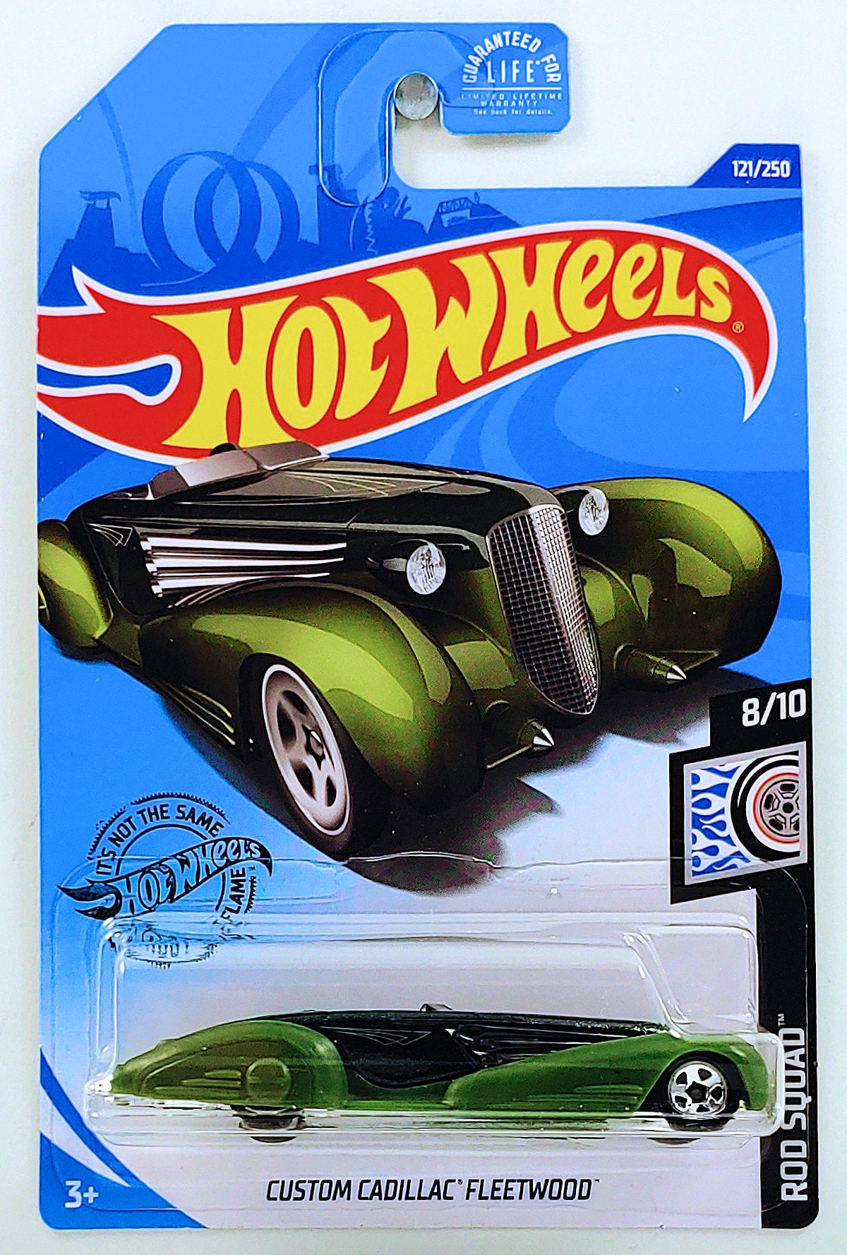 Hot Wheels 2020 - Collector # 121/250 - Rod Squad 8/10 - Custom Cadillac Fleetwood - Metalflake Green