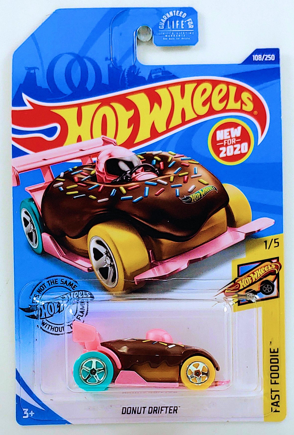 Hot Wheels 2020 - Collector # 108/250 - Fast Foodie 1/5 - New Models - Donut Drifter - Chocolate Brown & Pink with Sprinkles