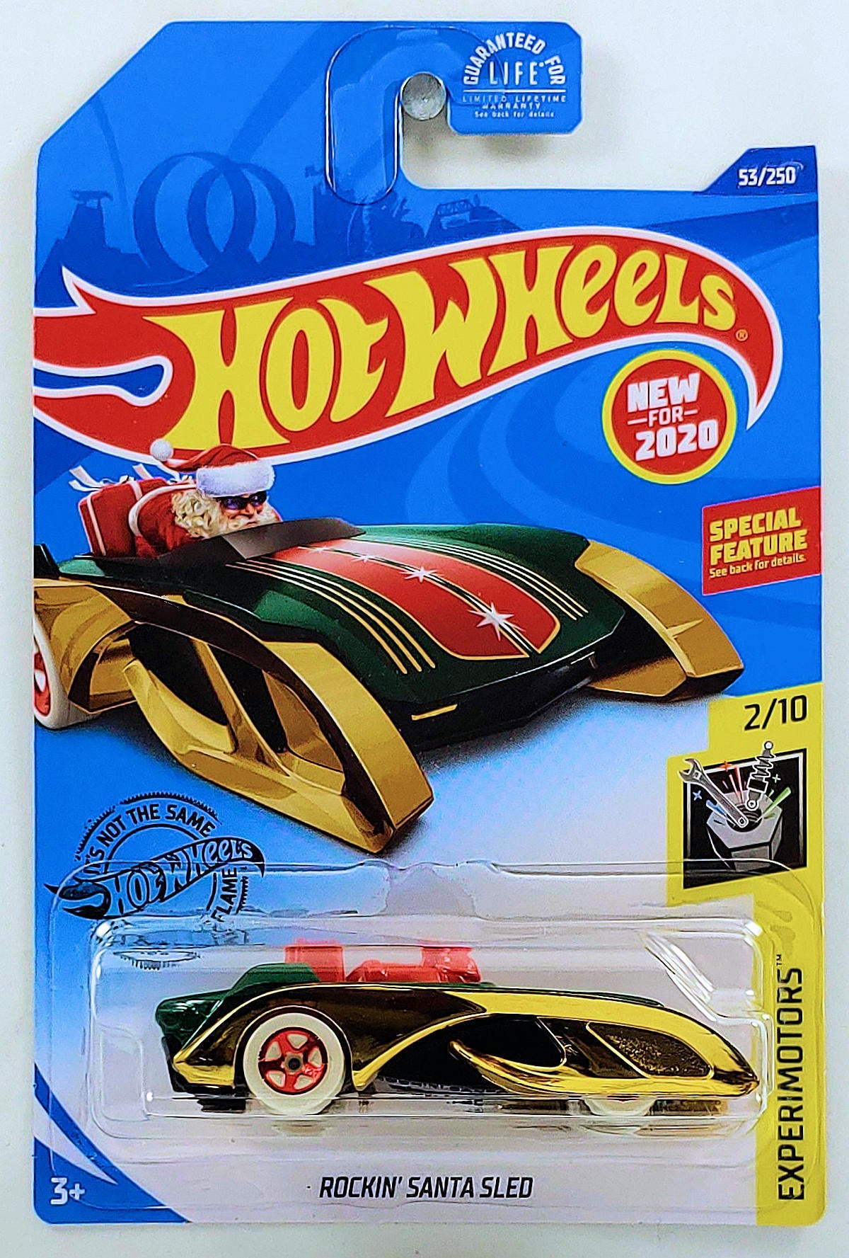 Hot Wheels 2020 - Collector # 053/250 - Experimotors 2/10 - New Models - Rockin' Santa Sled - Gold Chrome / Green