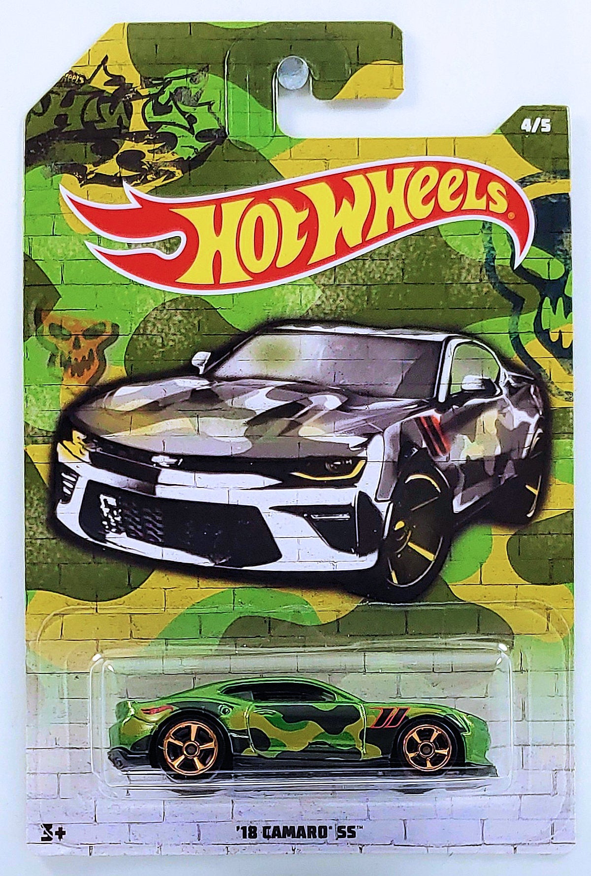 Hot Wheels 2020 - Camouflage Series 4/5 - '18 Camaro SS - Green Camo - MC5 Wheels